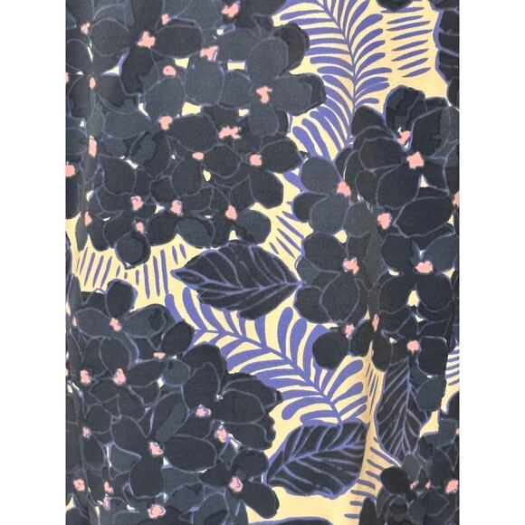 Mahi Gold Floral Print Dress 3/4 Sleeve Split Neck Tunic Style  Size Large - Picture 5 of 7